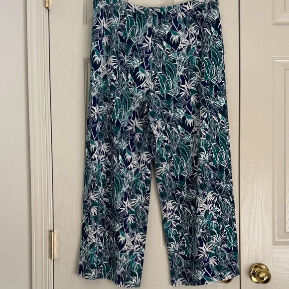 J.Jill Wearever Tropical Print Wide-leg Knit Crop Pants - Medium NWT - Picture 2 of 9
